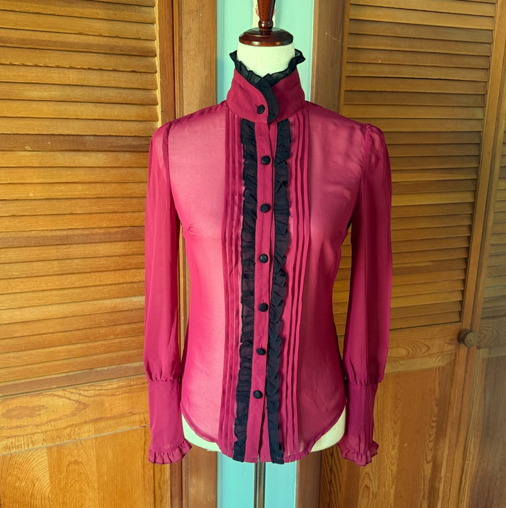 Jawbreaker Gothic Victorian Vampire Aristocrat High Neck Blouse Top XS-S